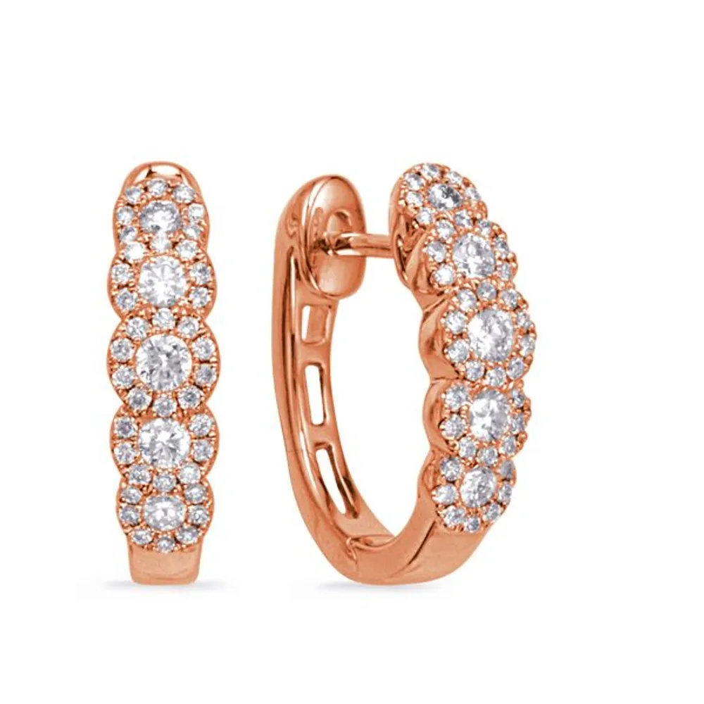 Rose Gold Diamond Hoop Earring