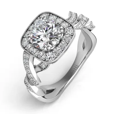 White Gold Pave Halo Ring