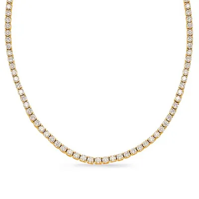 Yellow Gold Four Prong Tennis Necklace