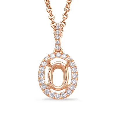 Rose Gold Diamond Pendant For Oval