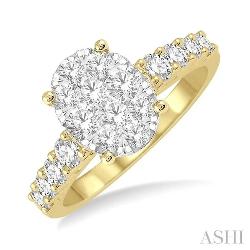 1/3 ctw Star Shape Lovebright Round Cut Diamond Ring in 14K White and  Yellow Gold