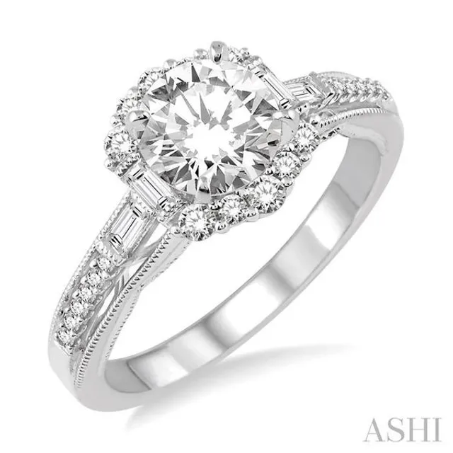Ashi 1 1/10 Ctw Diamond Engagement Ring with 3/4 Ct Round Cut