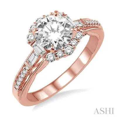 Ctw Diamond Semi-Mount Engagement Ring in 14K Rose Gold