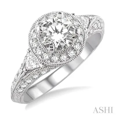 5/8 Ctw Diamond Semi-Mount Engagement Ring in 14K White Gold