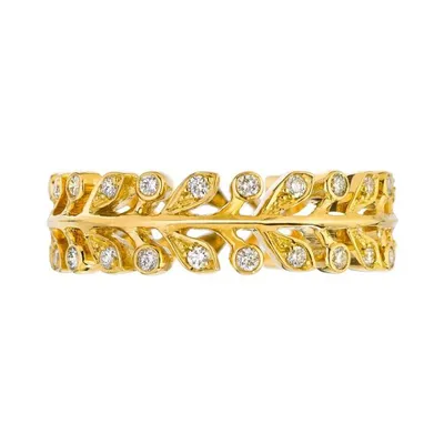 The Laurel with White Diamonds in Yellow Gold