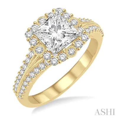 1/2 Ctw Diamond Semi-Mount Engagement Ring in 14K Yellow and White Gold