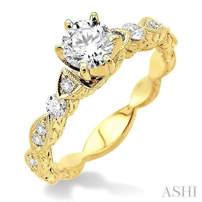 1/3 Ctw Diamond Semi-Mount Engagement Ring in 14K Yellow Gold