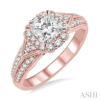 3/8 Ctw Diamond Semi-mount Engagement Ring in 14K Rose Gold