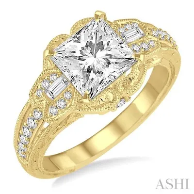 1/3 Ctw Diamond Semi-Mount Engagement Ring in 14K Yellow Gold