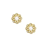 The Flora Earrings with White Diamonds in Yellow Gold