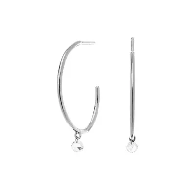 The Cien Hoops with White Diamonds in White Gold