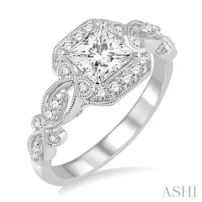 1/4 Ctw Diamond Semi-mount Engagement Ring in 14K White Gold