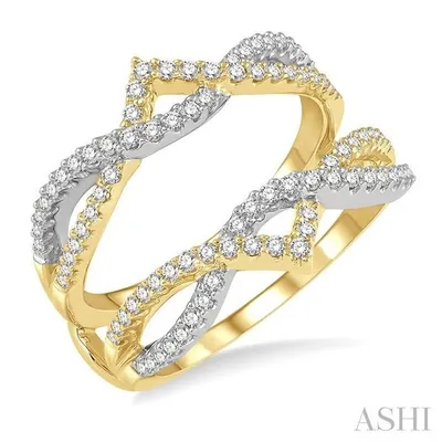 1/2 Ctw Two Tone Entwined Diamond Insert Ring in 14K Yellow and White Gold