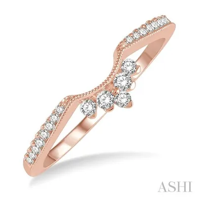 1/5 ctw Crown Arch Round Cut Diamond Wedding Band in 14K Rose Gold