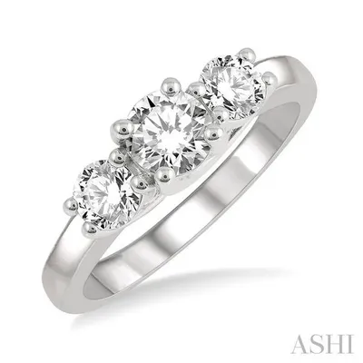 Ctw Round Cut Diamond Three-Stone Ring in 14K White Gold