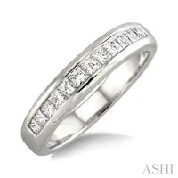 1 Ctw Princess Cut Diamond Wedding Band in 14K White Gold