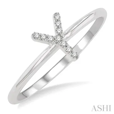 1/20 Ctw Initial 'Y' Round Cut Diamond Fashion Ring in 10K White Gold