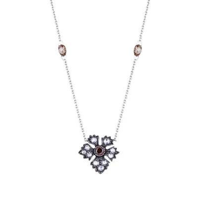 The Enchanted Garden Necklace with Champagne Diamonds in White Gold and Black Rhodium