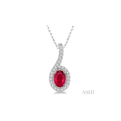 OVAL SHAPE GEMSTONE & DIAMOND PENDANT