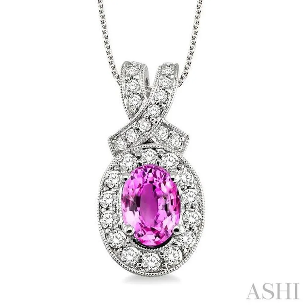 Pink Sapphire Oval cut necklace