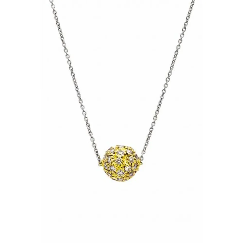 The Disco Necklace with White Diamonds in Yellow Gold