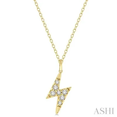 1/10 Ctw Lightning Bolt Round Cut Diamond Petite Fashion Pendant With Chain in 10K Gold