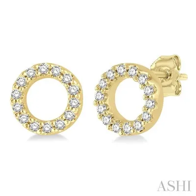 1/10 Ctw Circular Round Cut Diamond Petite Fashion Earring in 10K Yellow Gold