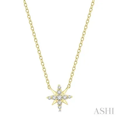 1/10 Ctw Star Round Cut Diamond Petite Fashion Pendant With Chain in 10K Gold