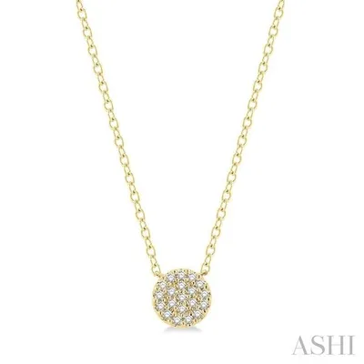 1/8 Ctw Disc Shape Round Cut Diamond Petite Fashion Pendant With Chain in 10K Gold