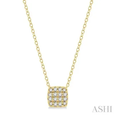 1/8 Ctw Cushion Shape Round Cut Diamond Petite Fashion Pendant With Chain in 10K Gold