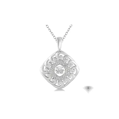 1/20 Ctw Round Cut Diamond Emotion Pendant in Sterling Silver with Chain