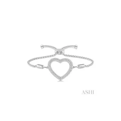 SILVER HEART SHAPE LARIAT DIAMOND BRACELET