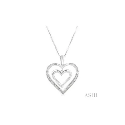 Silver Diamond Twin Heart Pendant