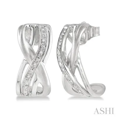 1/20 Ctw Single Cut Diamond Swirl Fashion Earrings in Sterling Silver