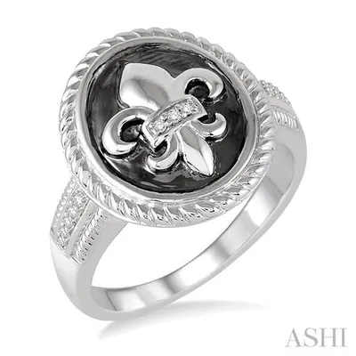 1/20 Ctw Round Cut Diamond Fleur De Lis Ring in Sterling Silver