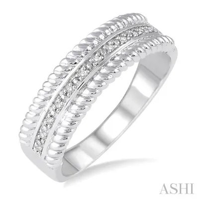 1/20 Ctw Round Cut Diamond Rope Ring in Sterling Silver