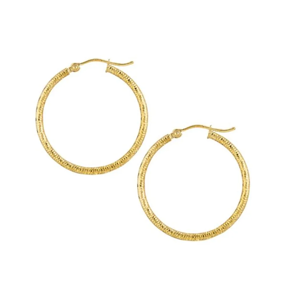 Diamond Cut Textured Hoops