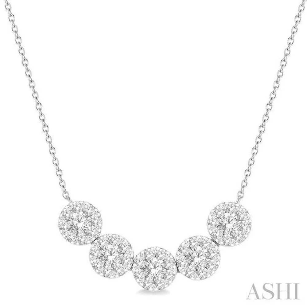 Lab Diamond 5-Stone Necklace, 14k WG .37cttw - Gems of La Costa