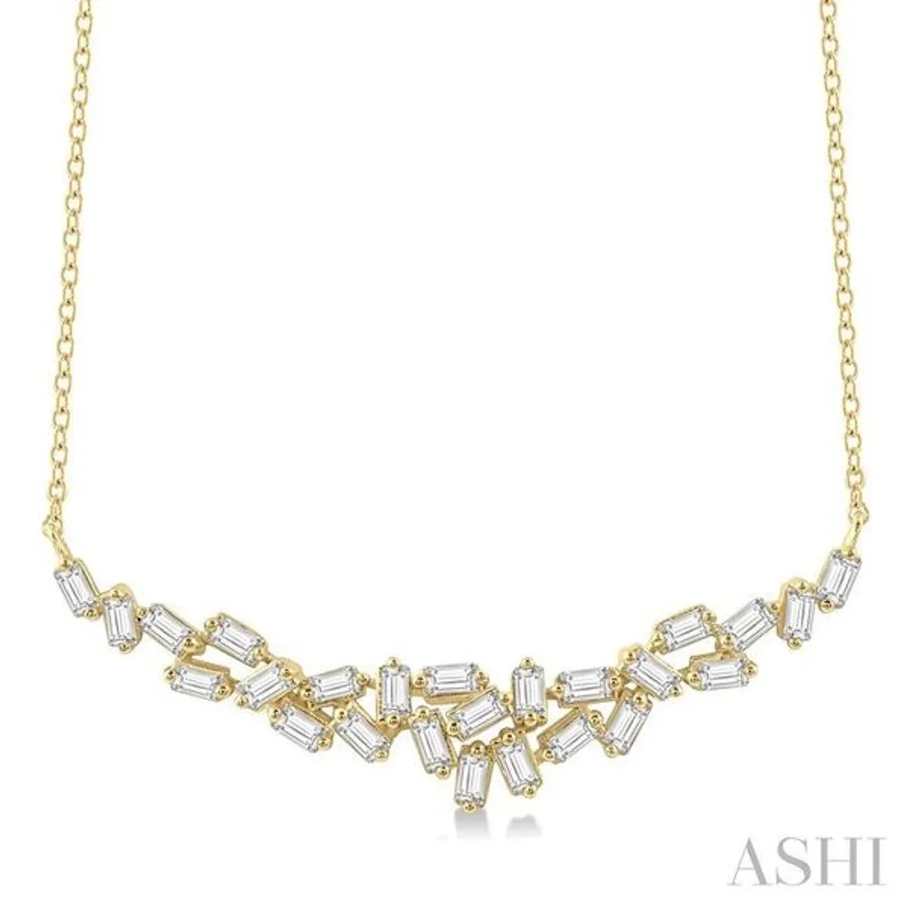 1/2 Ctw Baguette Cut Diamond Scatter Necklace in 14K Yellow Gold