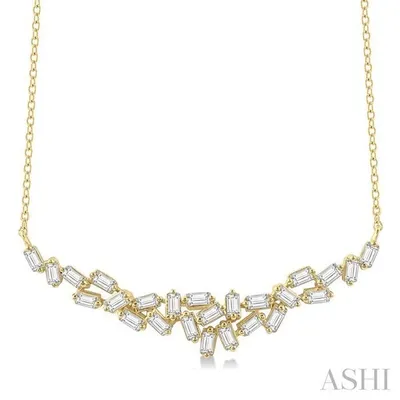 1/2 Ctw Baguette Cut Diamond Scatter Necklace in 14K Yellow Gold