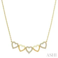 1/6 Ctw Linked Hearts Round Cut Diamond Necklace in 10K Yellow Gold