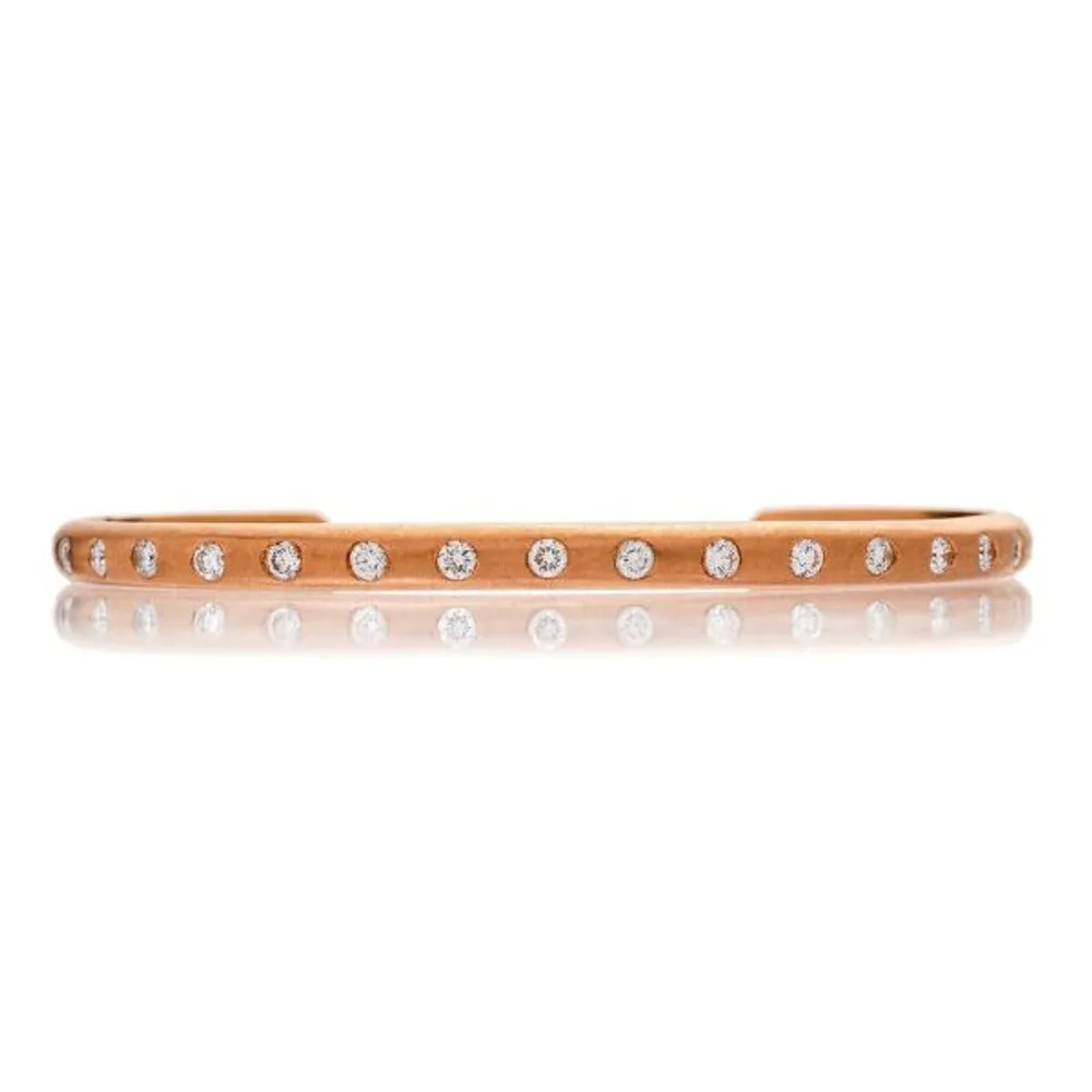 The Dunes Cuff with White Diamonds in Rose Gold