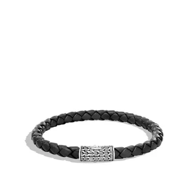 Classic Chain Black Woven Leather Bracelet