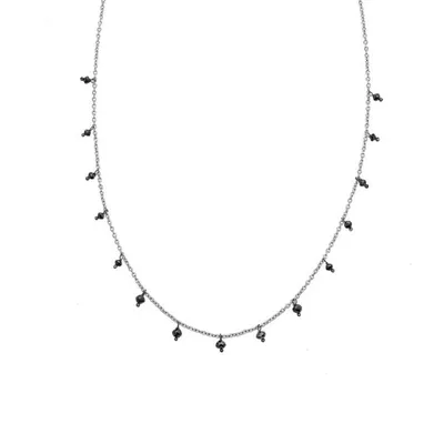 The Adeline Necklace with Black Diamonds in White Gold