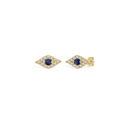 Sapphire and Diamond Evil Eye Earrings