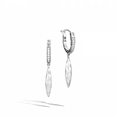Classic Chain Spear Drop Earrings with Diamonds