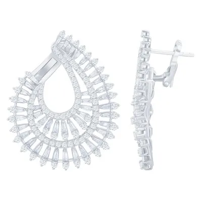 14 Karat White Gold Front Facing Hoops