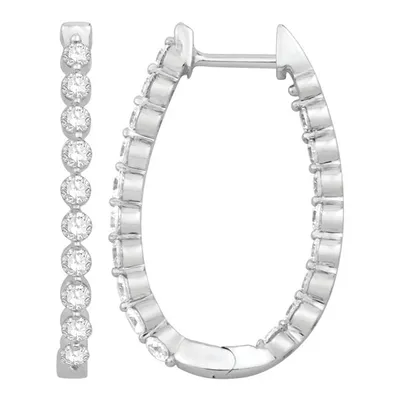 In and Out Diamond Hoops in White Gold