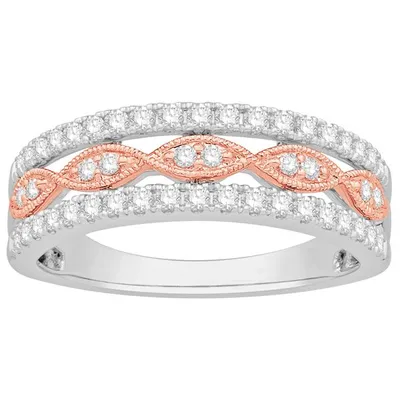 Rose and White Gold Diamond Band