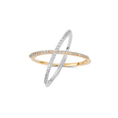 Yellow and White Gold Criss Cross Ring